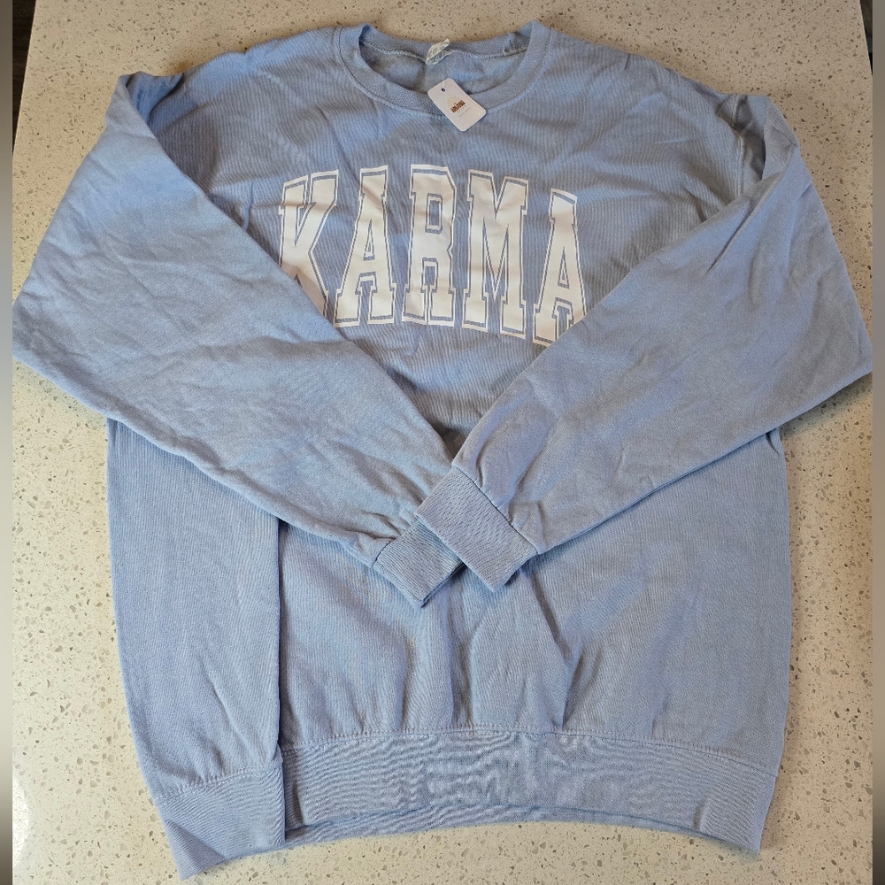 Taylor Swift KARMA Light Blue Crewneck Sweatshirt